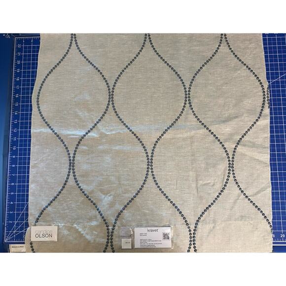 Kravet Candice Olson Embroidered Linen Fabric Samples Kiley 7 Varieties - Picture 2 of 5